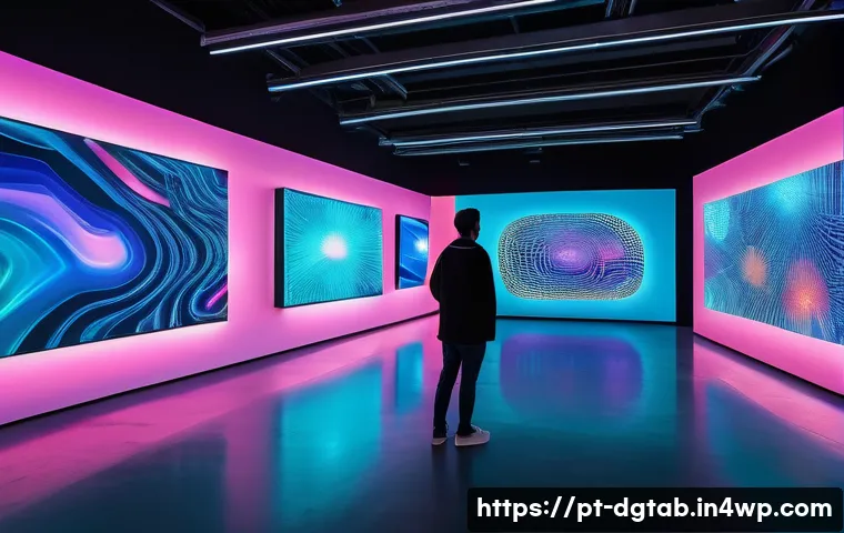 디지털 희소성의 문화적 의미 - **Prompt:** "A bustling, futuristic digital art exhibition set within a grand, luminous virtual gall...