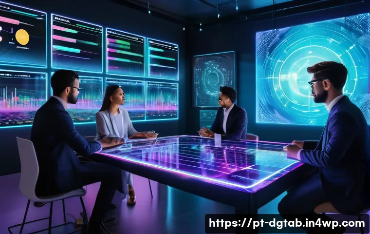 디지털 희소성과 투자자 기대 심리 - A futuristic digital marketplace scene showcasing a diverse group of investors examining exclusive N...