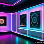 Home 21 디지털 자산의 희소성과 가격 결정 요소 - A futuristic digital art gallery showcasing unique NFTs displayed as holographic, glowing artworks f...