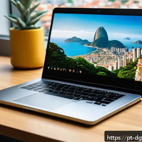 Home 32 디지털 희소성의 변화하는 시장 환경 - A modern Brazilian digital content creator’s workspace, featuring a sleek laptop displaying a limite...