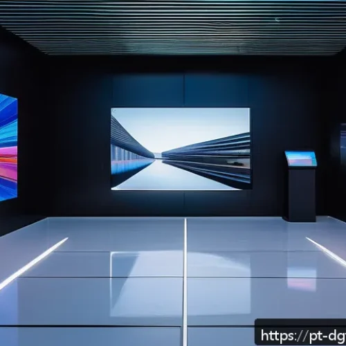 Home 17 디지털 희소성의 시장 가치 변동 - A futuristic digital art gallery showcasing exclusive NFT artworks displayed on sleek transparent sc...